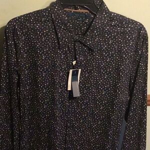 Perry Ellis Black Floral Stretch Shirt